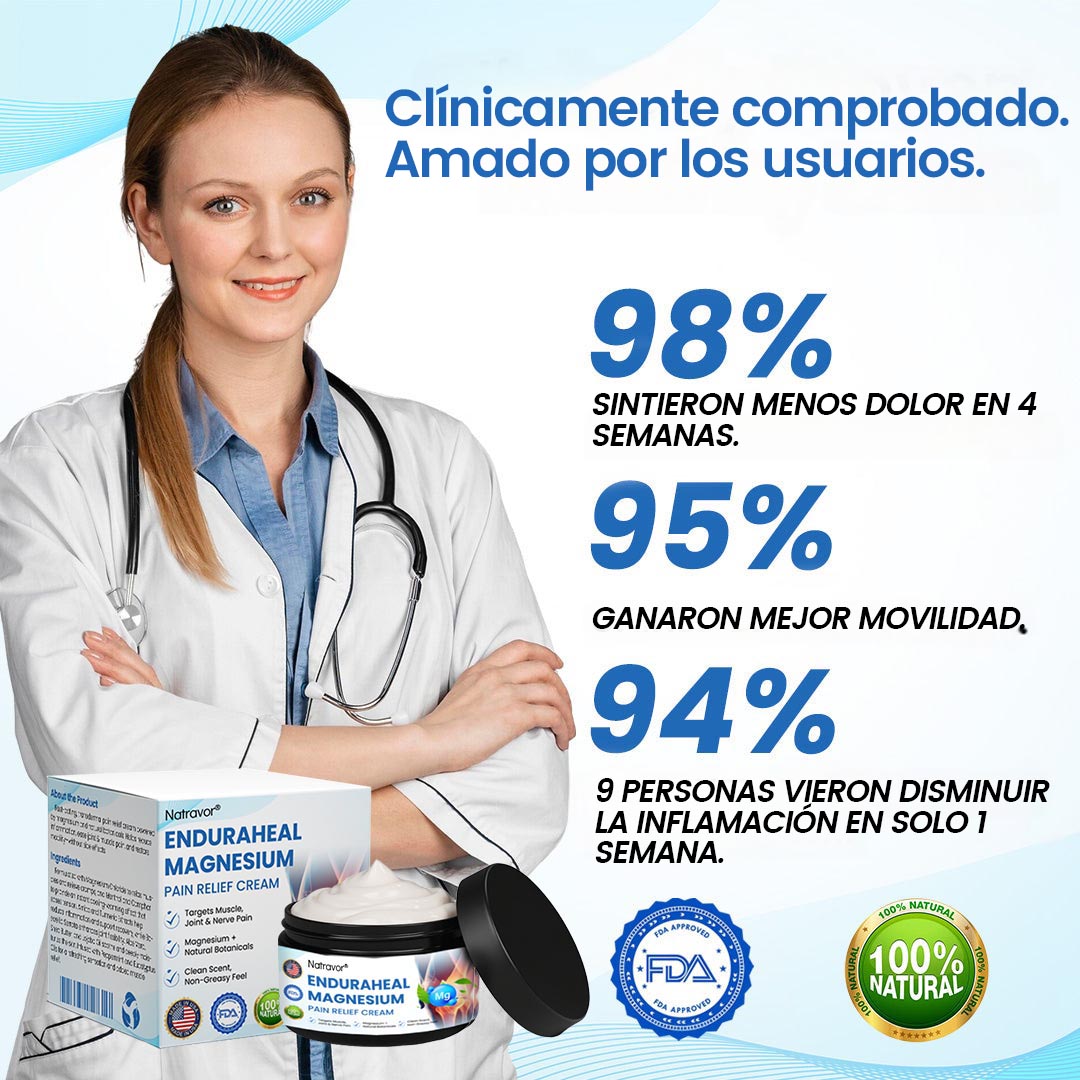 Crema analgésica de magnesio Natravor™ EnduraHeal (trata la artritis, la neuropatía, el reumatismo, las lesiones deportivas y más)