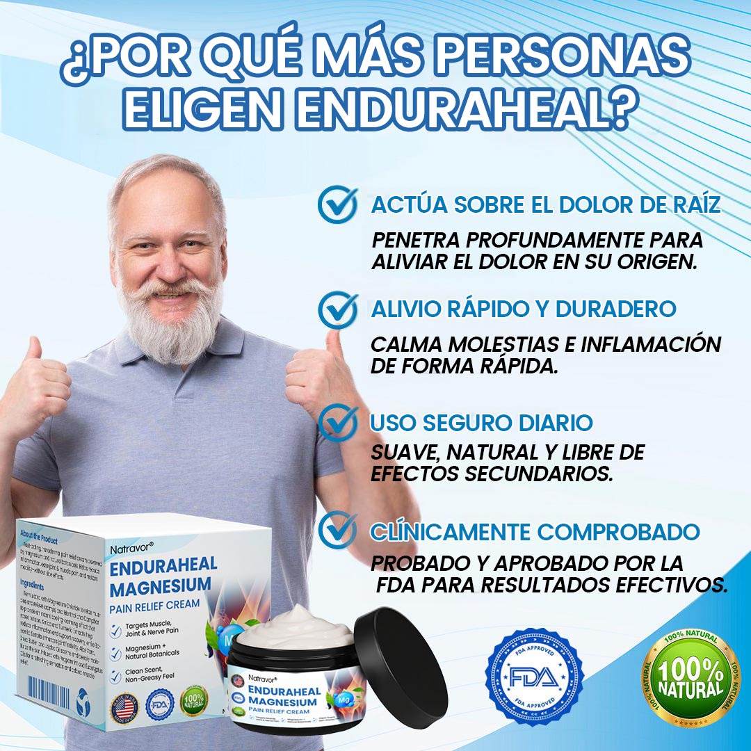 Crema analgésica de magnesio Natravor™ EnduraHeal (trata la artritis, la neuropatía, el reumatismo, las lesiones deportivas y más)