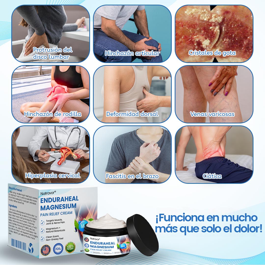 Crema analgésica de magnesio Natravor™ EnduraHeal (trata la artritis, la neuropatía, el reumatismo, las lesiones deportivas y más)
